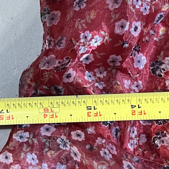 Altar'd State Women's Balloon Sheer Sleeves Floral Janey Dress Burgundy Medium - Picture 8 of 9